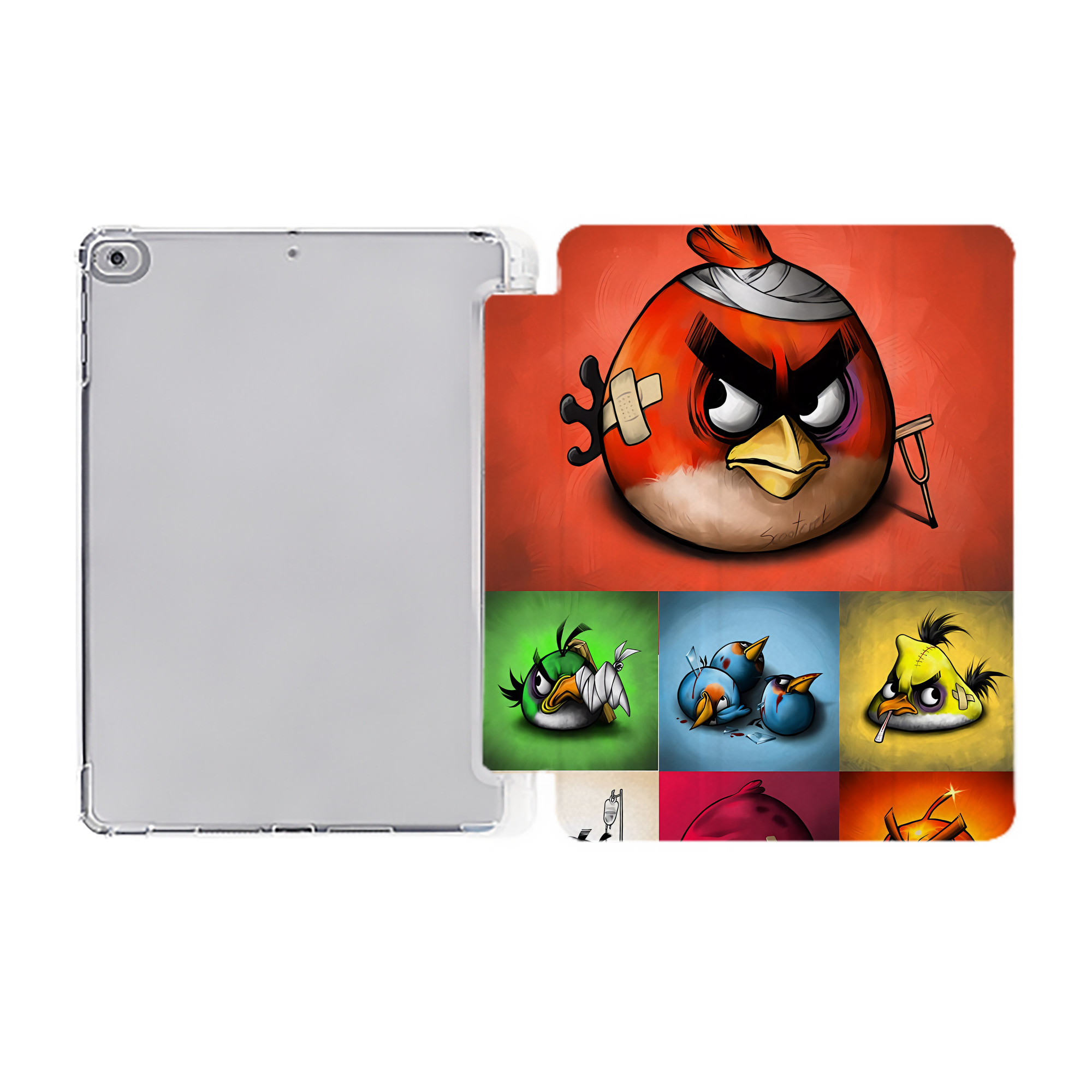 （画像用） Angry Birds アングリーバード IPad ケース ペン収納付き 三つ折りスタンド PUレザー×シリコン 対応機種9.5/10.5/10.9インチ